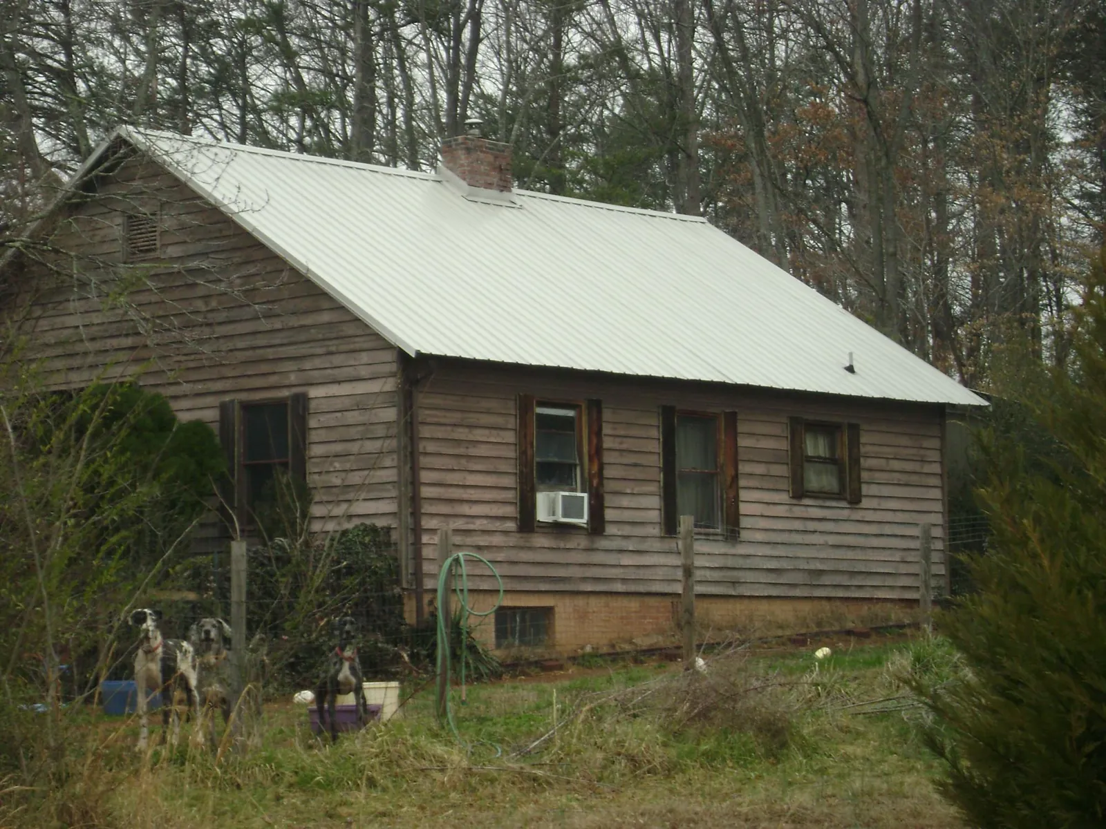 White metal roof on an old wood sided farmhouse, from a Metal Roof Installation job in Great River